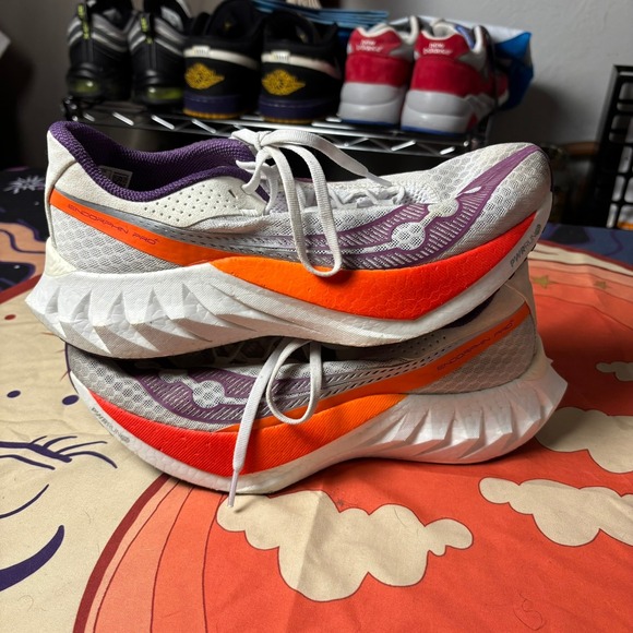 Saucony Shoes - Saucony Endorphin Pro 4 Womens 10 Running Shoes White Purple Orange Outdoor Walk